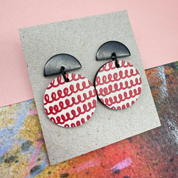 Doodle Red Stud Deryn Jewellery 