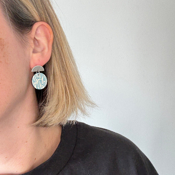 Doodle Blue Stud Deryn Jewellery 